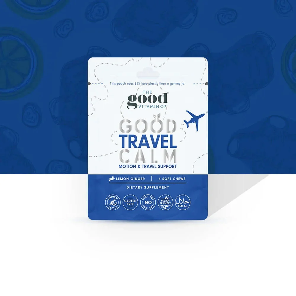 【软糖因自然因素融化不理赔】【旅行装4粒】The Good Vitamin CO Travel Calm 晕车舒缓软糖 旅行装 4粒 柠檬生姜味 保质期2028.6